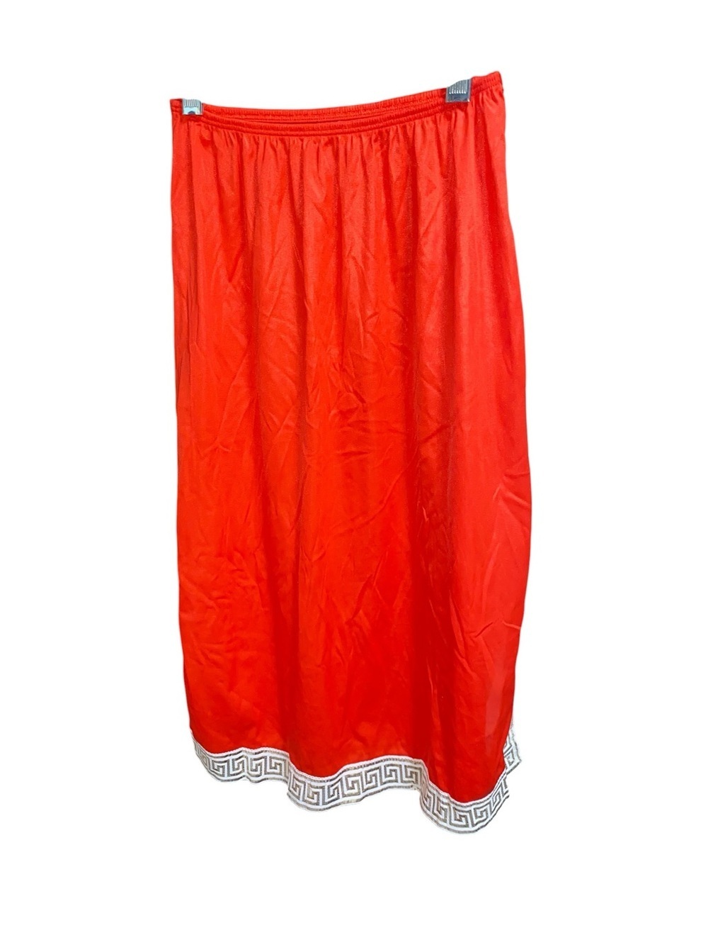 Vintage Charmode Sears & Roebuck red half-slip skirt white gold Greek key Print - Picture 2 of 8
